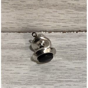 Silvertone‎ Pin w/ Black Stone Oval Vintage